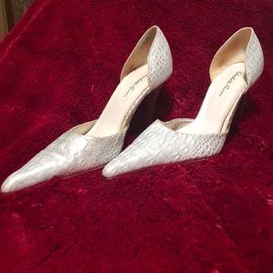 Silver Snakeskin Heels